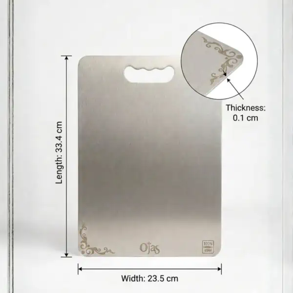 Ojas Stainless Steel Chopping Board (33.5 × 23.5 cm)
